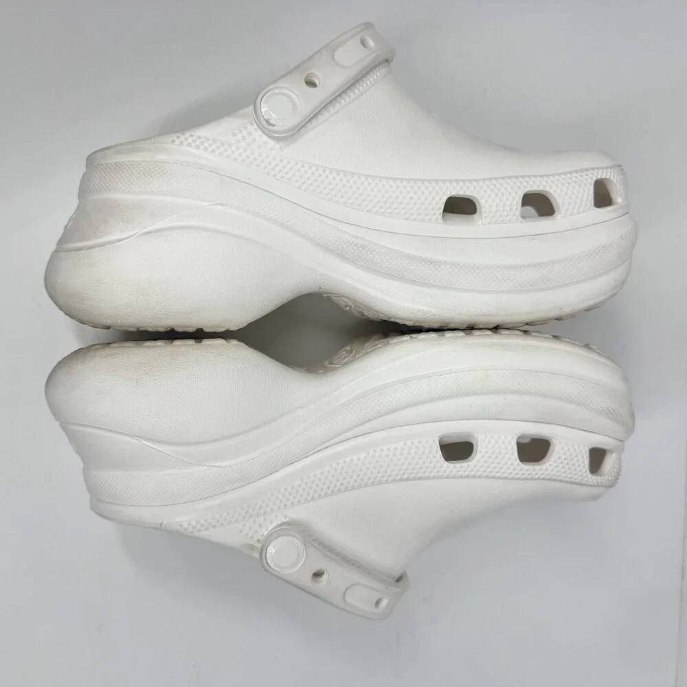 Crocs Classic Bae White Platform Size 7 Clogs Rubber Chunky Clogs - Picture 5 of 14